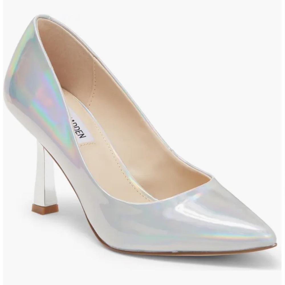 Steve Madden Iridescent Silver Pointed Toe Pumps